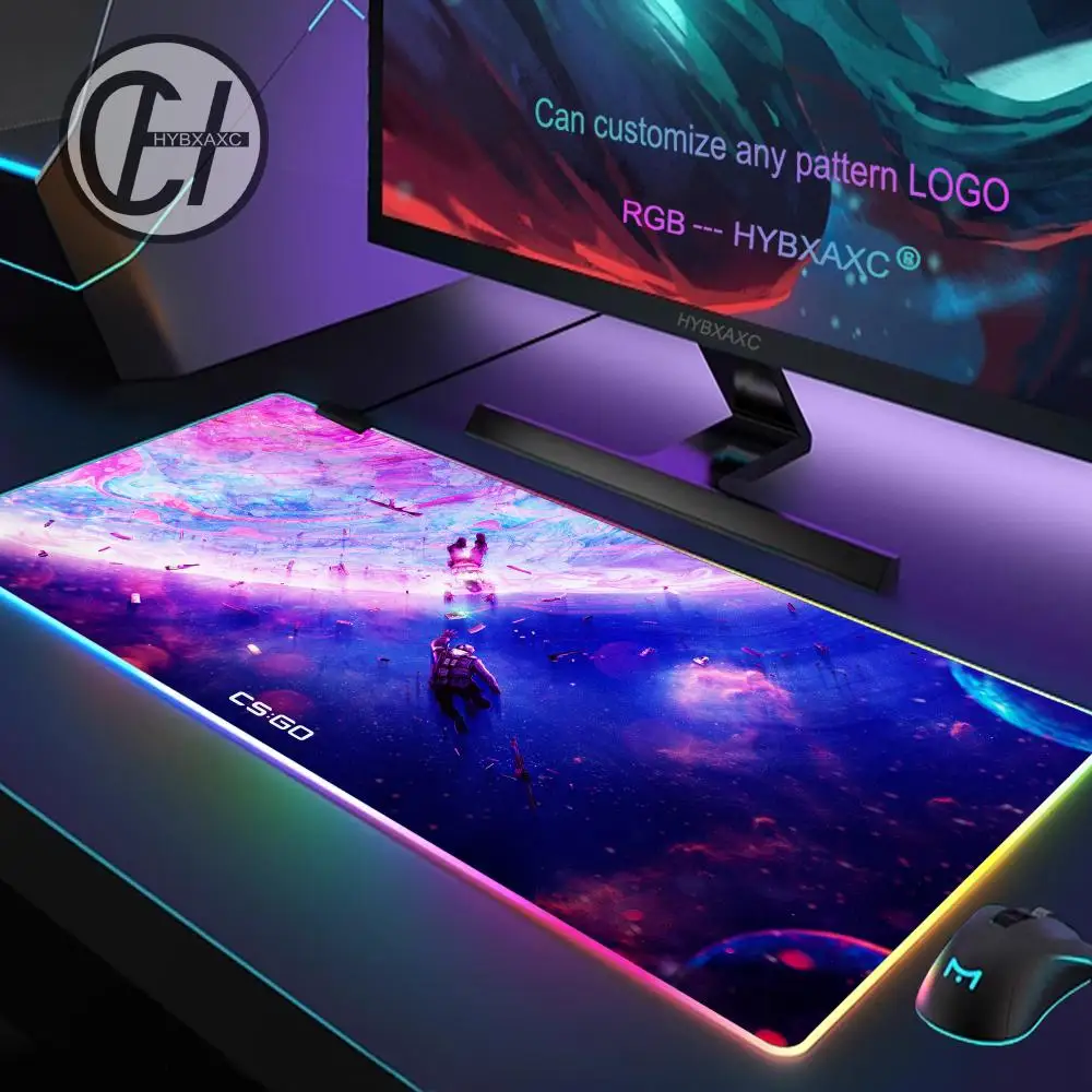 Фото Игровой коврик для мыши HYBXAXC 400x800 мм с RGB-подсветкой, HD-дизайн, большой размер XXL, аксессуары для геймеров, коврик для мыши CSGO RGB №4