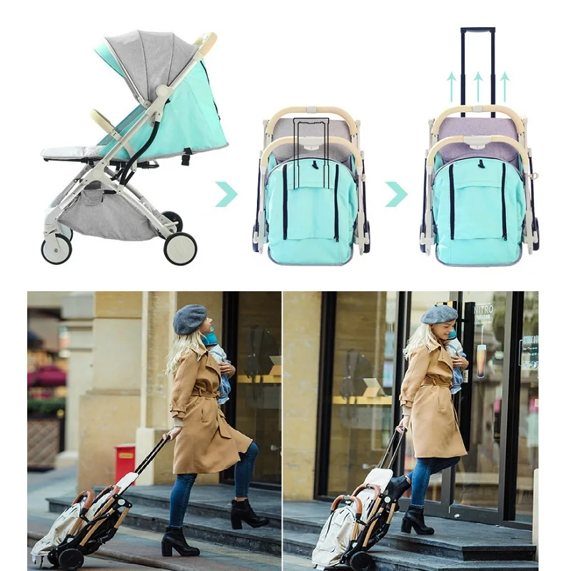 Two-way Ultra-light Stroller Can Sit and Lie Simple One-button Folding High-view Newborn Baby Umbrella Car Portable Folding