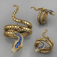 2022 new punk coiled snake rings for women multicolor cz stones dance party finger ring special girl gifts personality jewelry