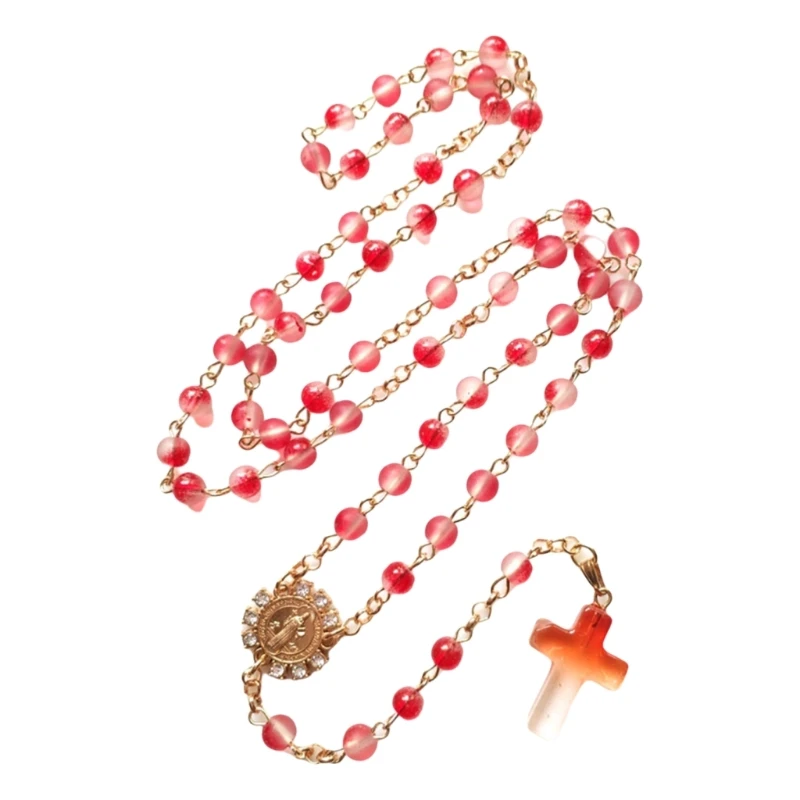 Роскошные стеклянные бусины ожерелье с четками кулон христианскими прозрачными