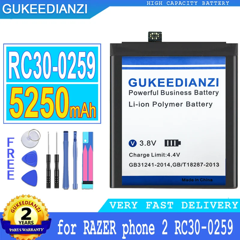 

Bateria 5250mAh High Capacity Battery For RAZER Phone 2 RC30-0259 1ICP4/69/81 Phone2 High Quality Battery