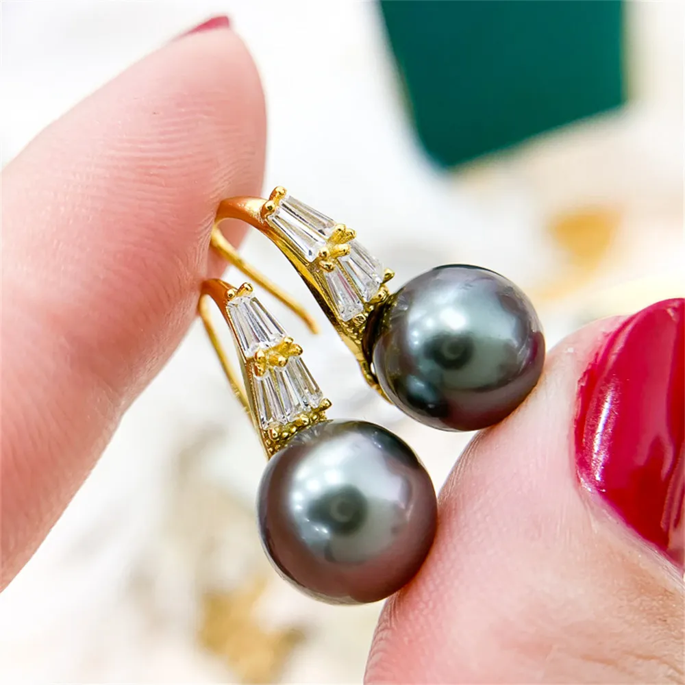 

DIY Pearl Earnail Accessories S925 Sterling Silver Jewelry Gold Earhook Female Empty Holder Fit 8-11mm Beads