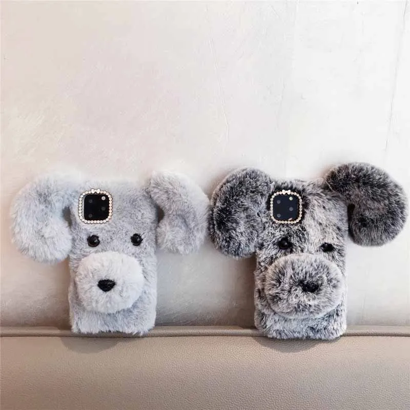 3D пушистая плюшевая теплая счастливая собака фоточехол для OPPO A16 A12E A5S A3S A74 A54 A95 A94