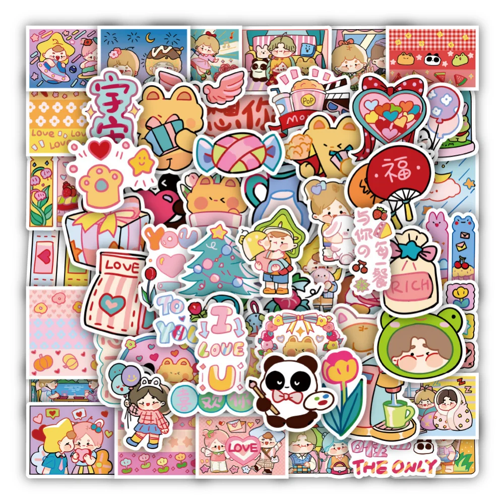

60Pcs Cartoon Anime Kawaii Animal Figure Sticker Waterproof Laptop Guitar Skateboard Luggage Graffiti Sticker Gifts