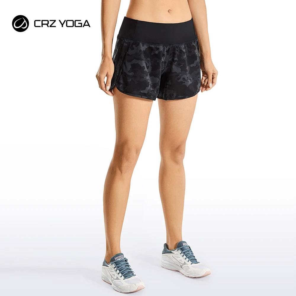 

CRZ YOGA Women's Workout Sports Running Shorts Pants With Zip Pocket - 4 inch