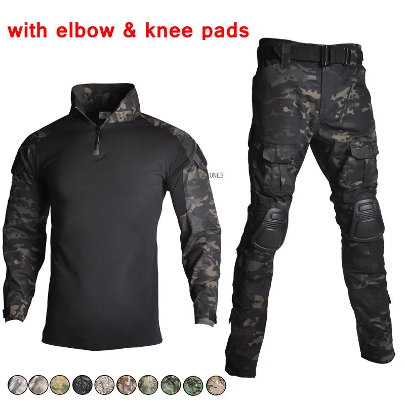 

Тактическая армейская униформа для мужчин, Быстросохнущий дышащий костюм для охоты и стрельбы на открытом воздухе, Боевая камуфляжная проч...