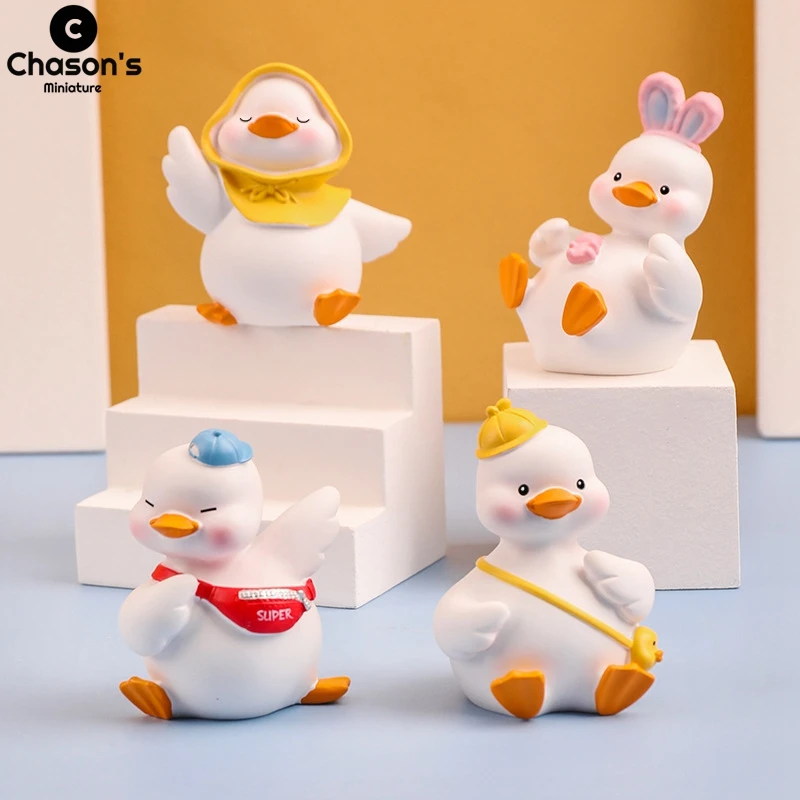 

Милые миниатюрные фигурки милых маленьких уток в виде животных, скульптурные настольные украшения для автомобиля, игрушки, подарок, украше...