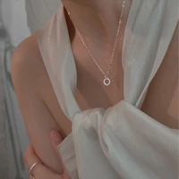 necklace flash diamond wedding jewelry gift geometric double circle pendant female simple clavicle chain