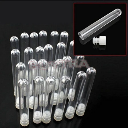 

10 Pcs/set Plastic Test Tube With Plug 12x75mm Clear Like Glass Wedding Favor Tubes Party Favour Chemistry Laboratory Supplies