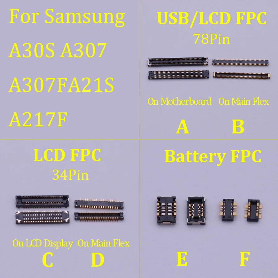 10 шт. 34 78-контактный USB-разъем для зарядного устройства FPC Samsung Galaxy A30S A307 A307F A21S A217F