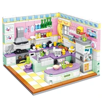 mini bricks girls friends morden princess bedroom set playground house diy building block educational toys for kids gifts