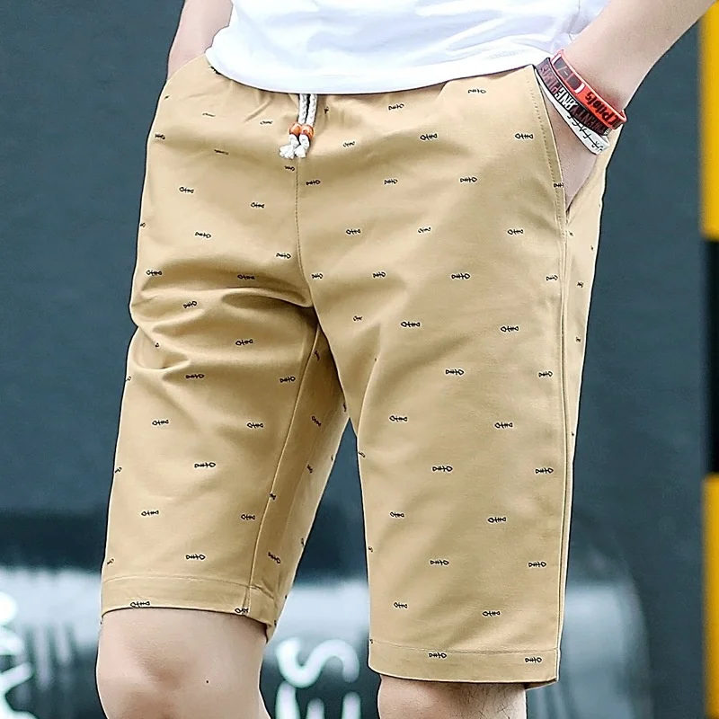 

Summer Men's Fisbone Print sorts pants Cotton Loose Casual Fasion Beac pantalones cortos Joers Streetwear sort omme