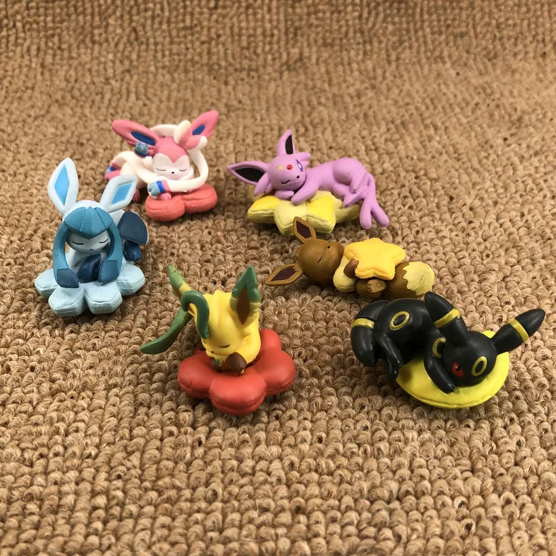 

Pokemon Eeveelution Sleeping Series Eevee Umbreon Leafeon Espeon Glaceon Sylveon Creative Action Figure Model Ornament Bulk Toys