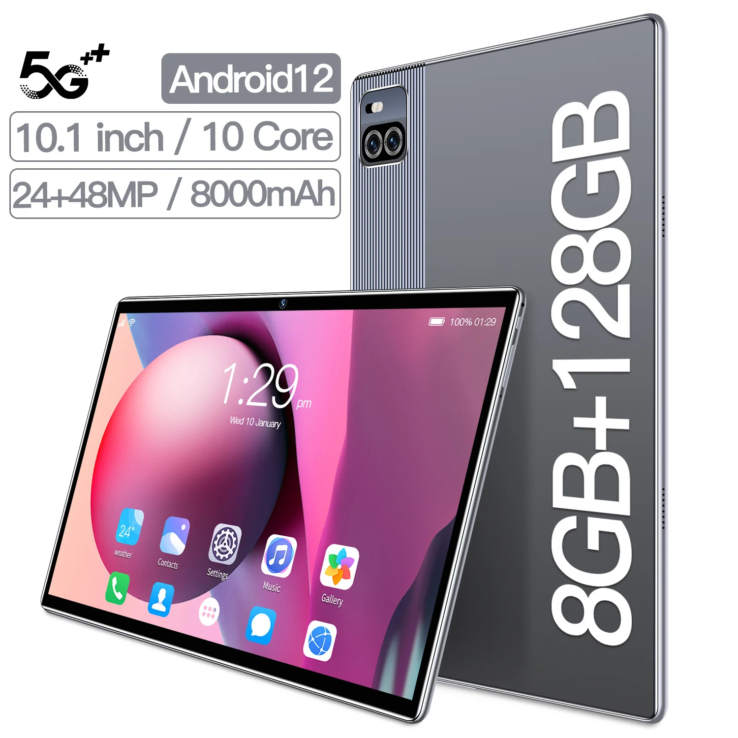 

Планшет X101 на Android 12, экран 8800 дюйма, 128 мАч, GPS, 10-ядерный процессор, Поддержка Google Play, Wi-Fi, 8 + 10,1 ГБ, две SIM-карты, 48 МП