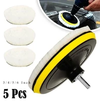 universal car polish pad 3456inch soft wool machine waxing polisher car body polishing discs detailing cleaning goods 1set