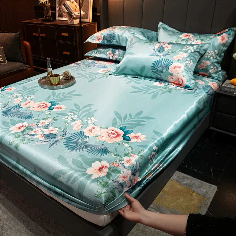 

PEIDUO Summer Slik Bed Sheet Fitted Sheet Elastic Band Fixed Antifouling Anti-crease Portable Sheets Cover for Bed
