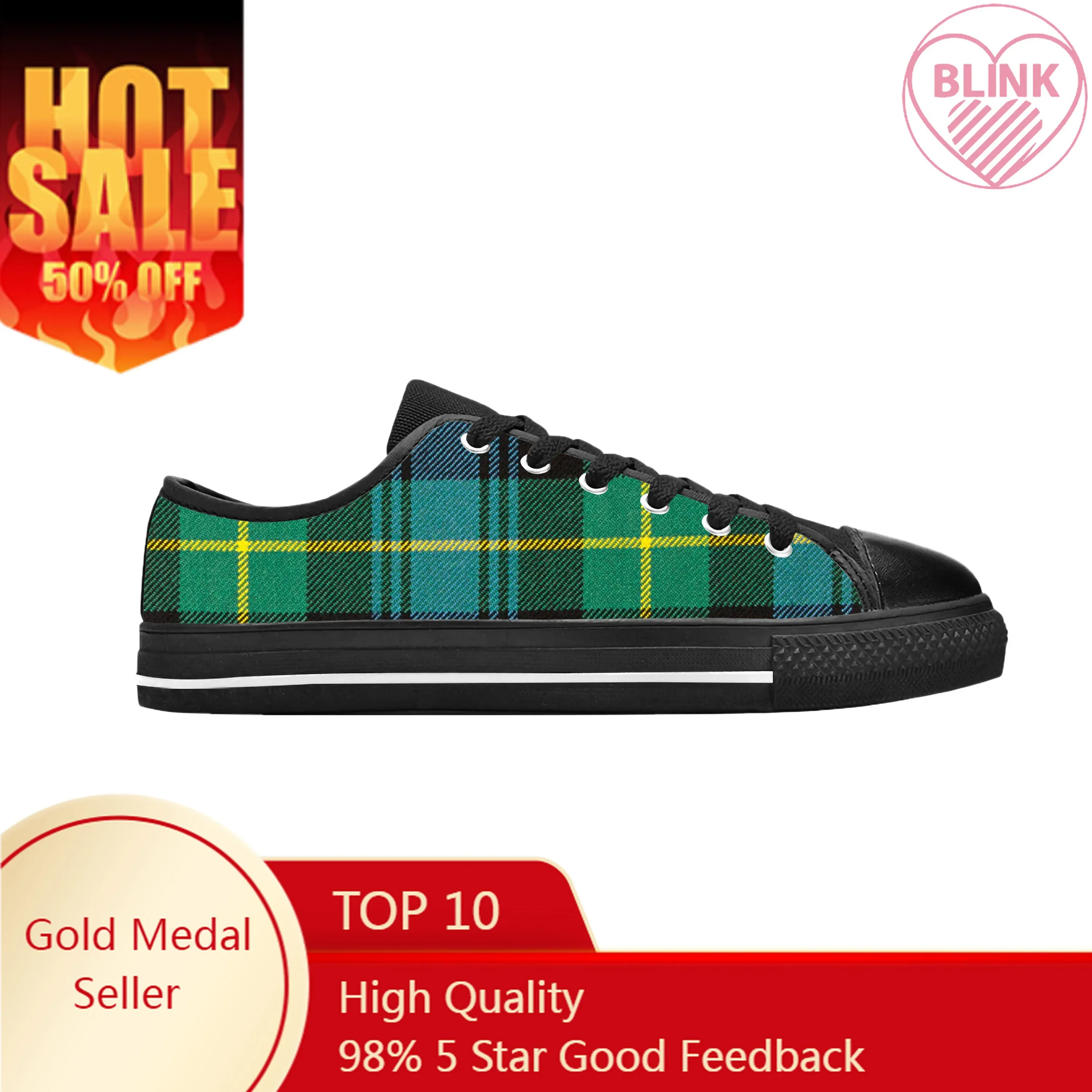 Кроссовки мужские/женские в шотландскую клетку с 3D принтом