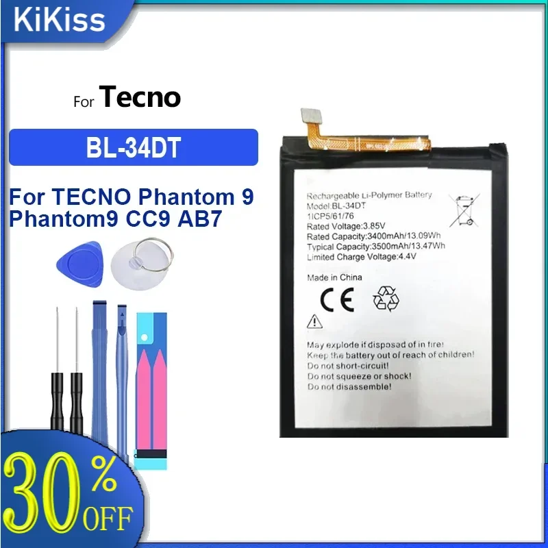 Аккумулятор 3400 мАч BL-34DT для TECNO Phantom 9 phantom9 CC9 AB7 CAMON 12 Pro camon12 pro