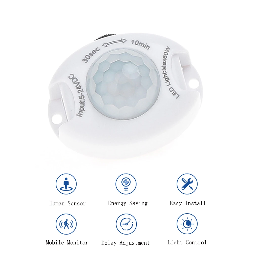 

DC 5-24V Motion Sensor Light Switch Movement Detector Activated Timer Automatic PIR Motion Sensor ON OFF for LED Strip Light