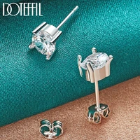 doteffil 925 sterling silver square aaa zircon stud earring for women fashion charm wedding engagement party jewelry