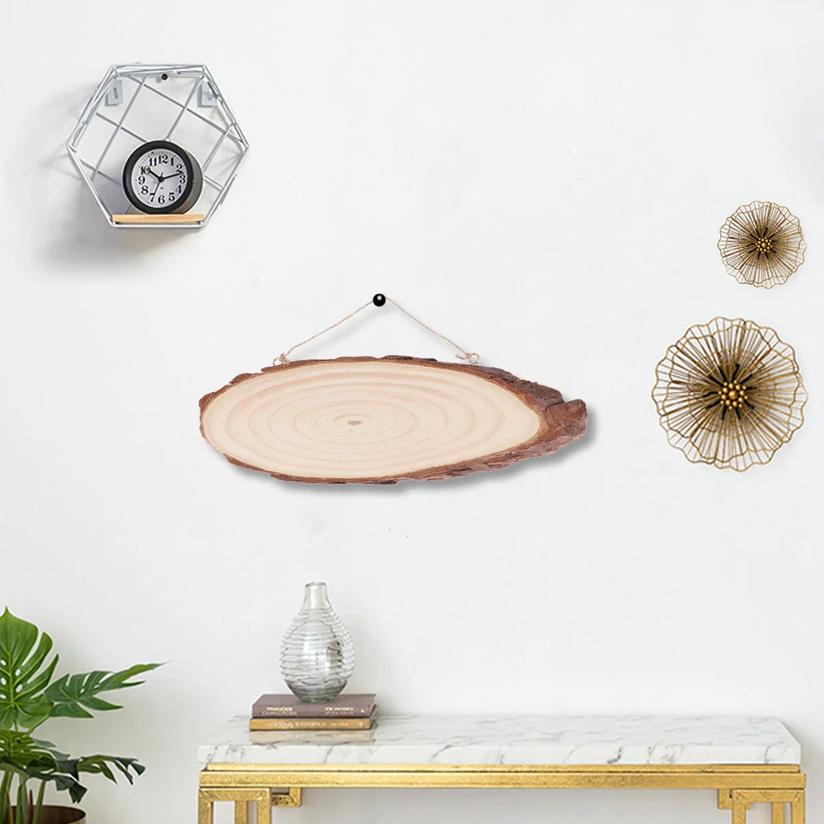 Овальные пустые деревянные диски кусочки дерева с 2 крючками и веревкой для