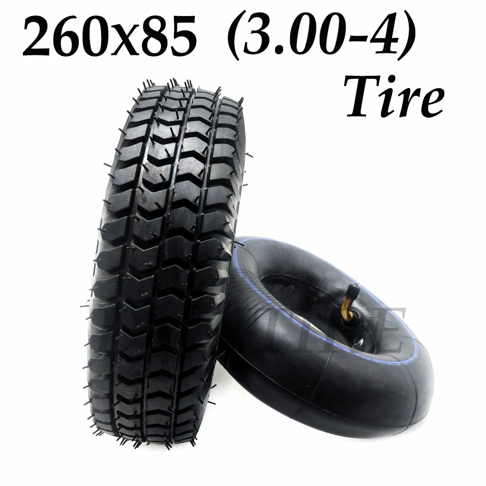 

260x85 Tire 3.00-4 Inner Tube Outer Tyre for Electric Scooter Mini Go-Kart ATV 10 Inch Pneumatic Wheels Replacement Parts