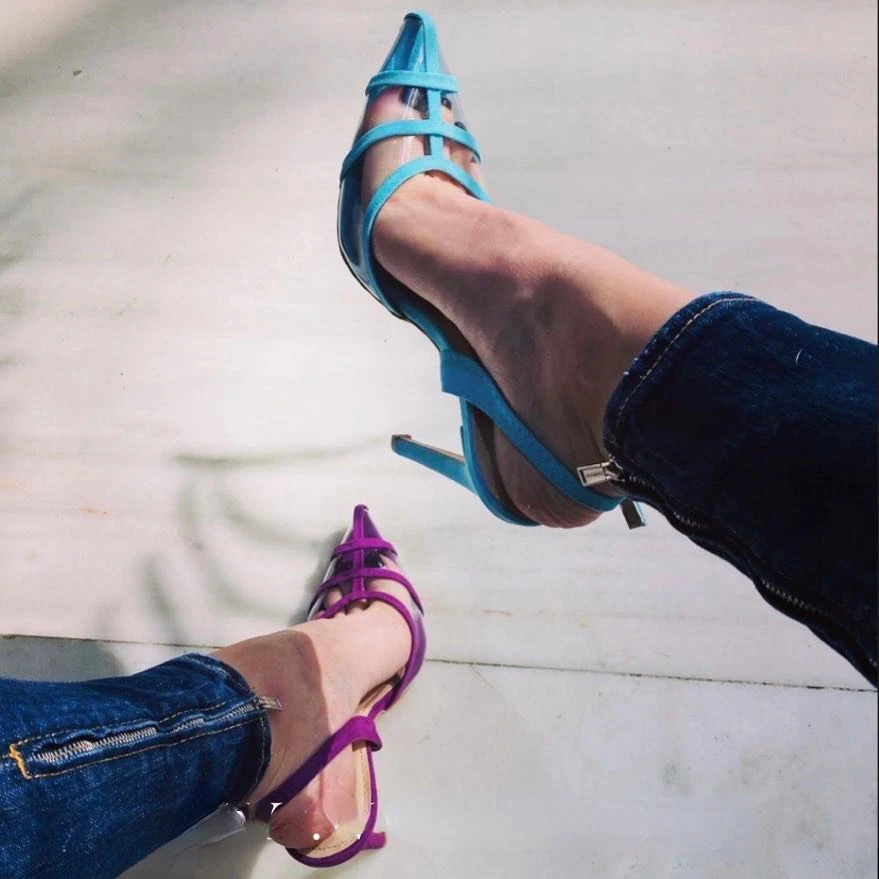 Европейские и американские туфли на высоком тонком каблуке с острым носком -