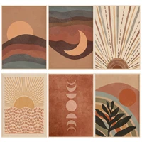 abstract sun moon painting woman movie posters retro kraft paper sticker diy room bar cafe wall decor
