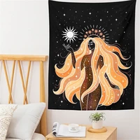 indian moon phase girl mandala tapestry wall hanging boho decor hippie witchcraft wall decoration mural