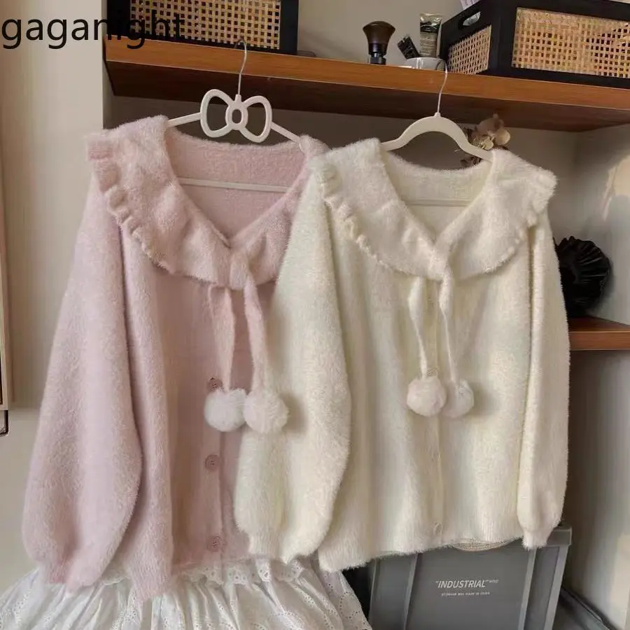 Gaganight женский японский молочный фуфу мягкий липкий вязаный свитер 2024 осень-зима