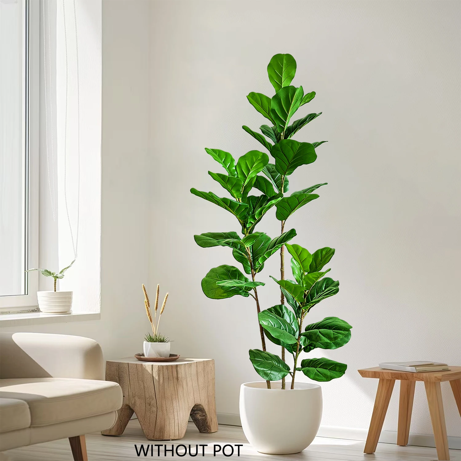 Фото 4-8ft высота искусственный лист скрипки фикус растение искусственный зеленый пластиковый лист реалистичное домашнее искусственное растение дерево для декора домашнего офиса №4