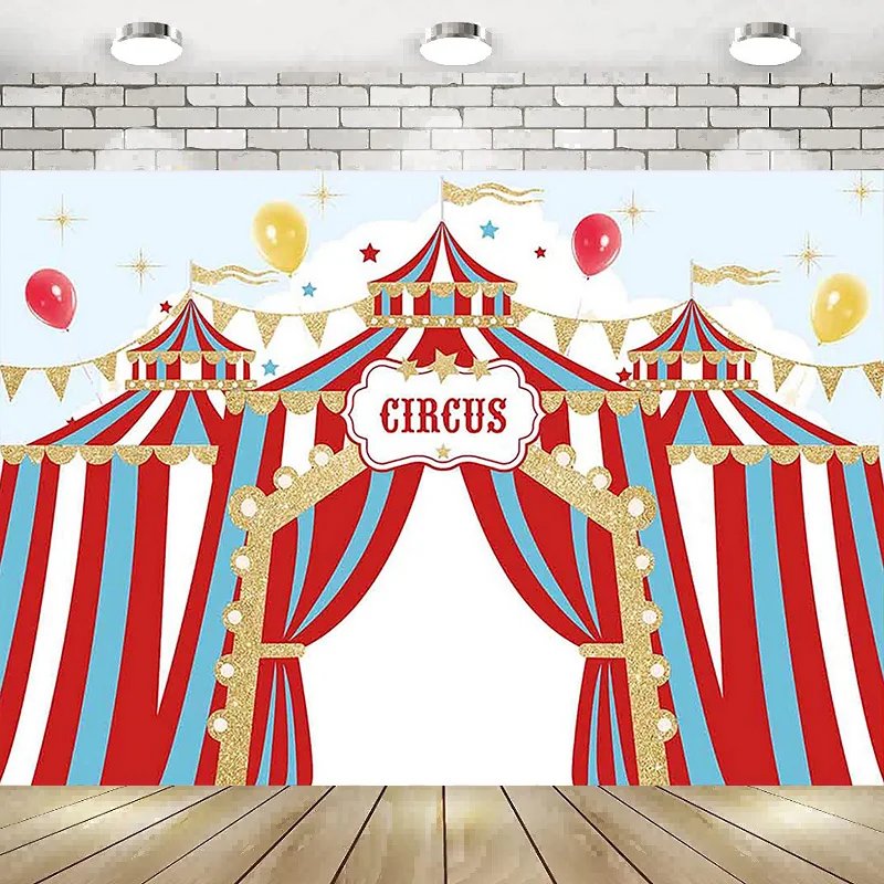 

Red Circus Backdrop Background Carnival Carousel Big Top Tent Baby Shower Birthday Party Ballons Decor Decor Photography Banner