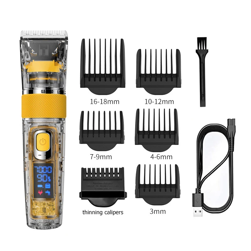 

Whole Body Washable LCD Display Electric Hair Clipper Three-speed Adjustable Rechargeable Shaver Hair Clipper Men's Professional