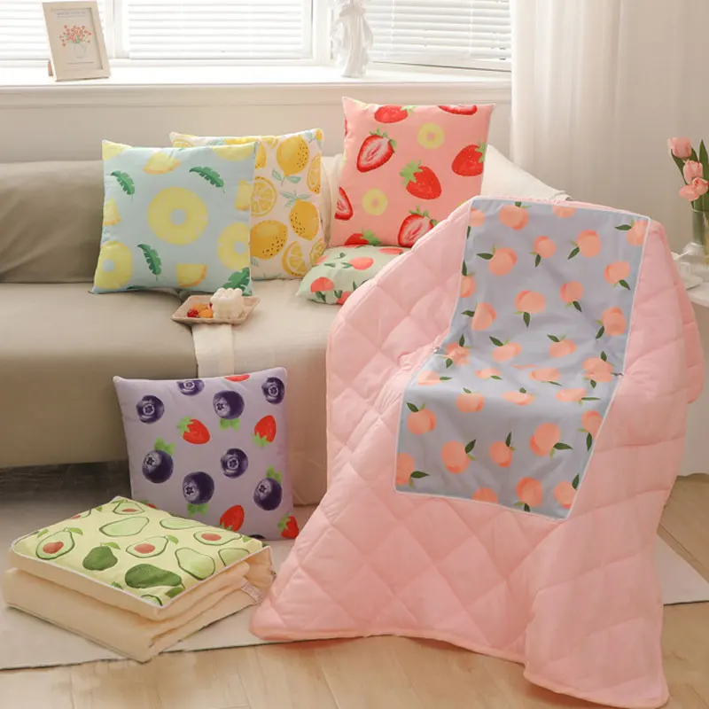 

Multifunctional Blanket Foldable Pillow Cushion For Sofa Bed Car Travel 2 In 1 Cartoon Fruit Pillows Cushions Quilt Blankets