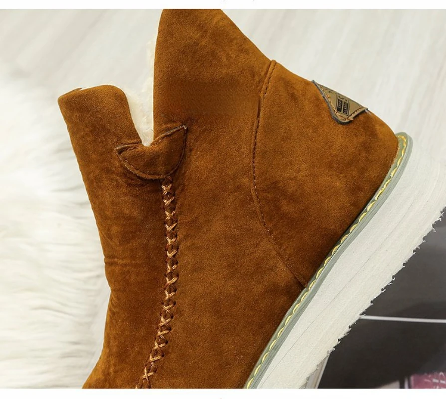 Women's Suede Ankle Boots Female Women Snow  Flat Winter Warm Platform Shoes Plus Size