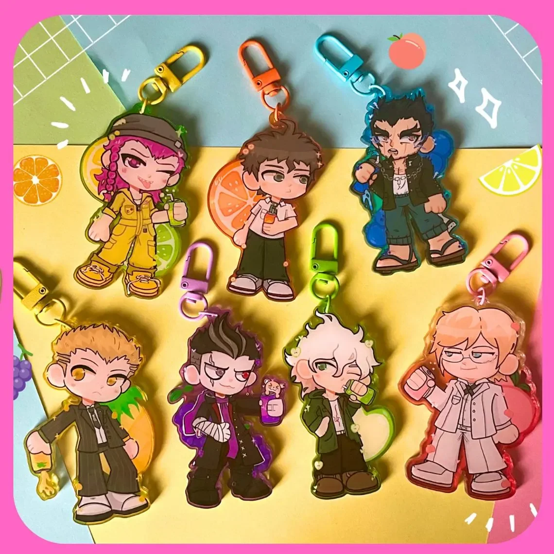 Фото Красочные акриловые брелоки на тему газировки Danganronpa: коллекционные аниме-шармы SDR2 DR2 для фанатов №1