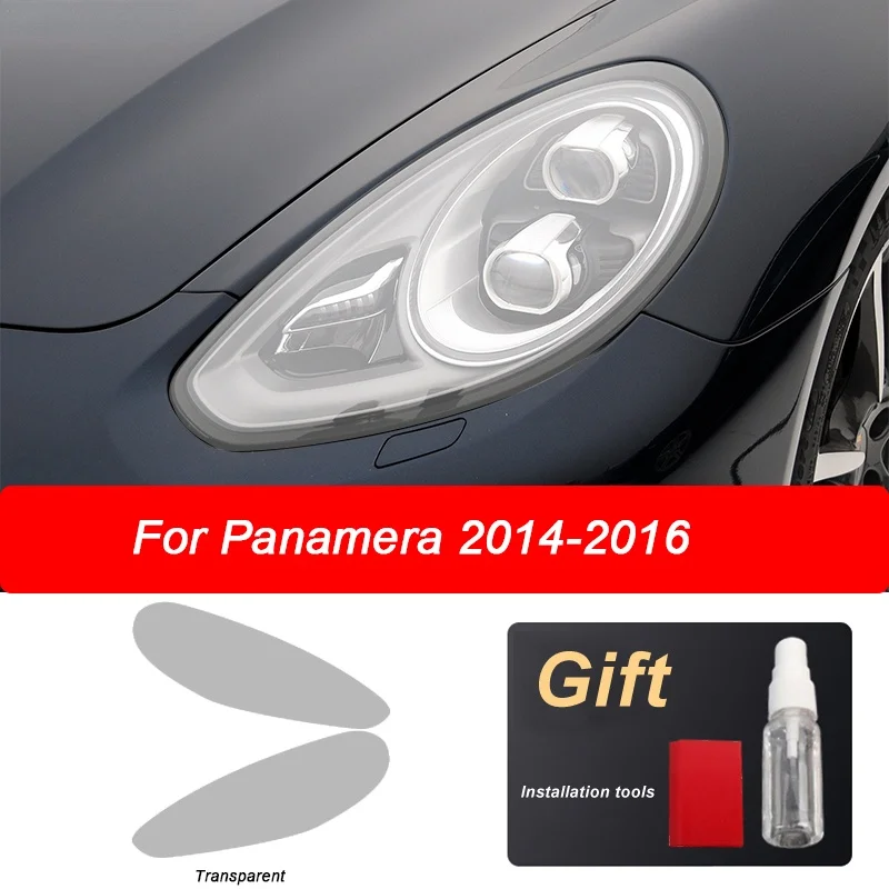 

2 pcs Car headlights protective film For Porsche Panamera 970 971 2014-On protection transparent black TPU sticker Attachment