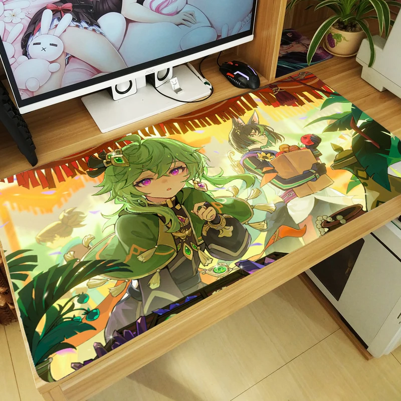 

Игровой коврик для мыши с аниме-принтом Collei Genshin, большой утолщенный Настольный коврик для клавиатуры, коврик для мыши, игровой коврик для но...