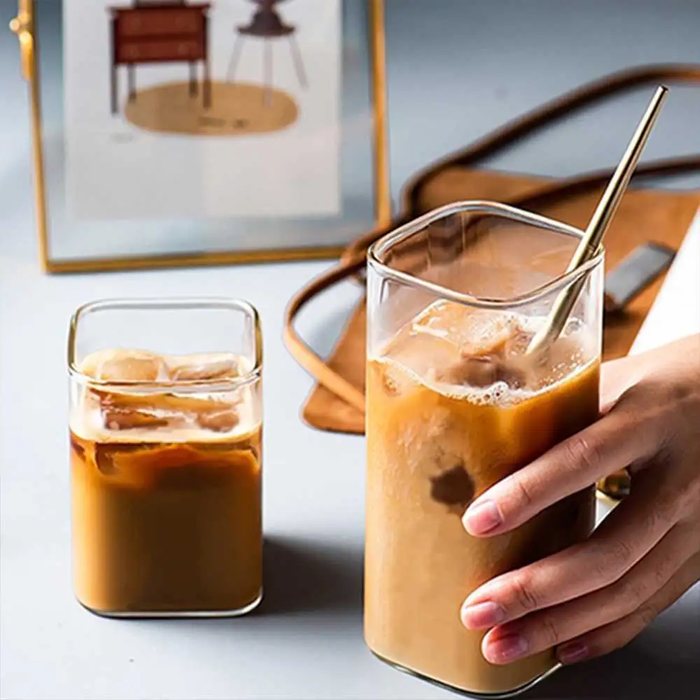 

Square Simple Glass Cup Transparent Cold Drink Large-capacity Milk Juice Tea Drink Water Mousse Cups Wine Glass Beer Coffee Mug
