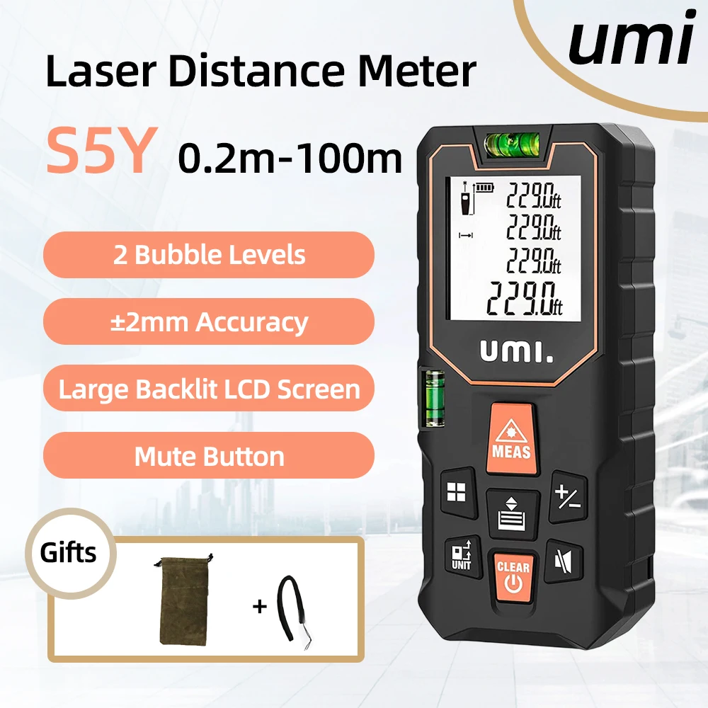 Ручной лазерный дальномер Mileseey с подсветкой, 0,2-120 м, инструменты для быстрого измерения с 2 пузырьковыми уровнями, для украшения дома