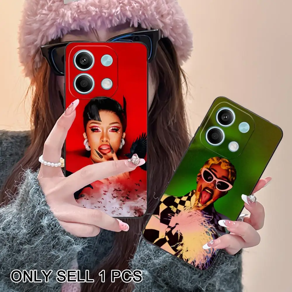 Фото Чехол для телефона Cardi B для Xiaomi Redmi 15 14 13 12 A7 5 3 2 1 C Plus 4G 5G, мягкий противоударный чехол из ТПУ №1