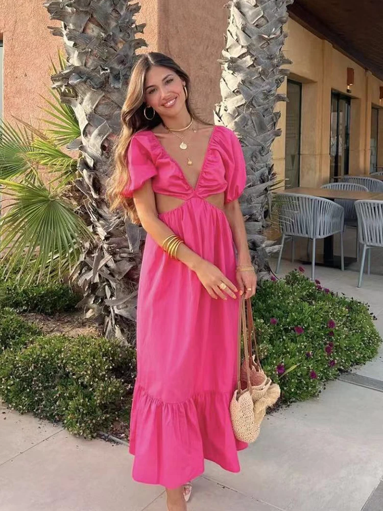 

Платье женское из поплина с вырезом на спине и V-образным вырезом