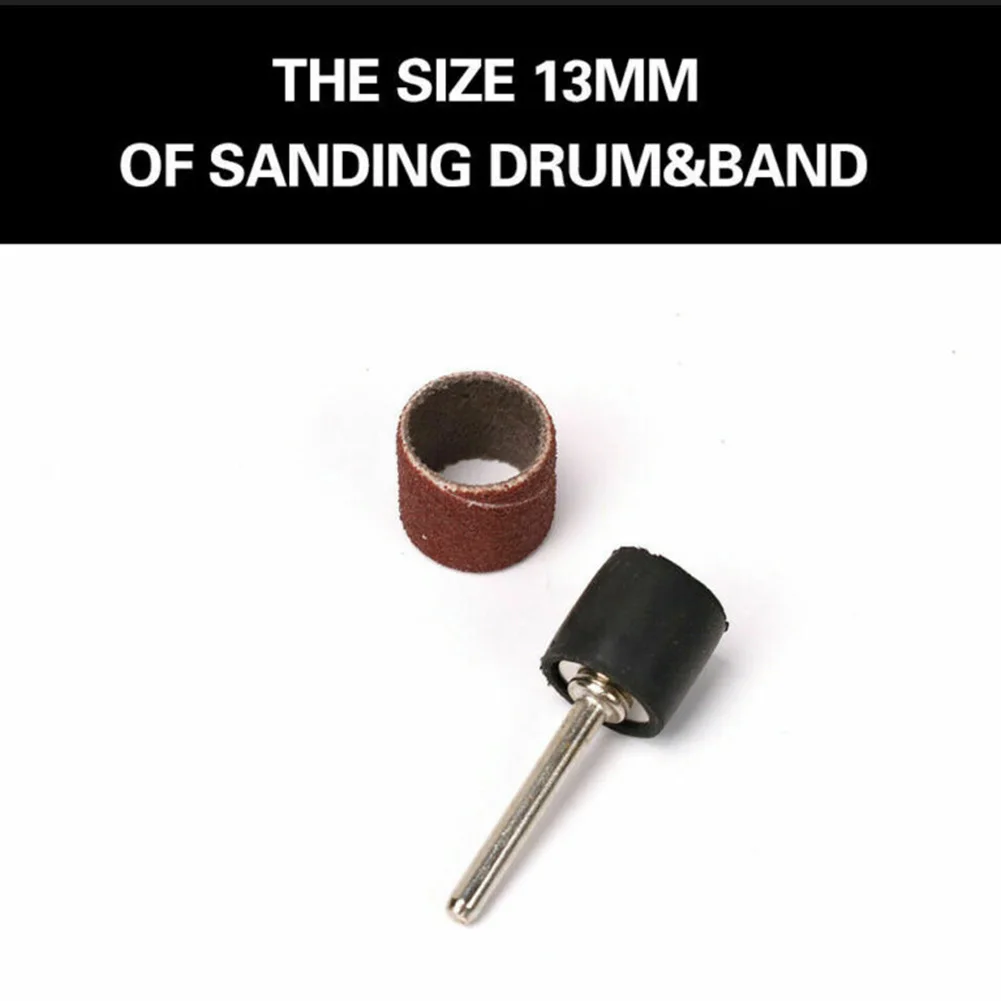 

51pcs Sanding Drum Band Mandrel Sanding Drum Set 1/2in 3/8in 1/4in 120 Grit Abrasive Disc Mandrels Sanding Band Rotary Tool