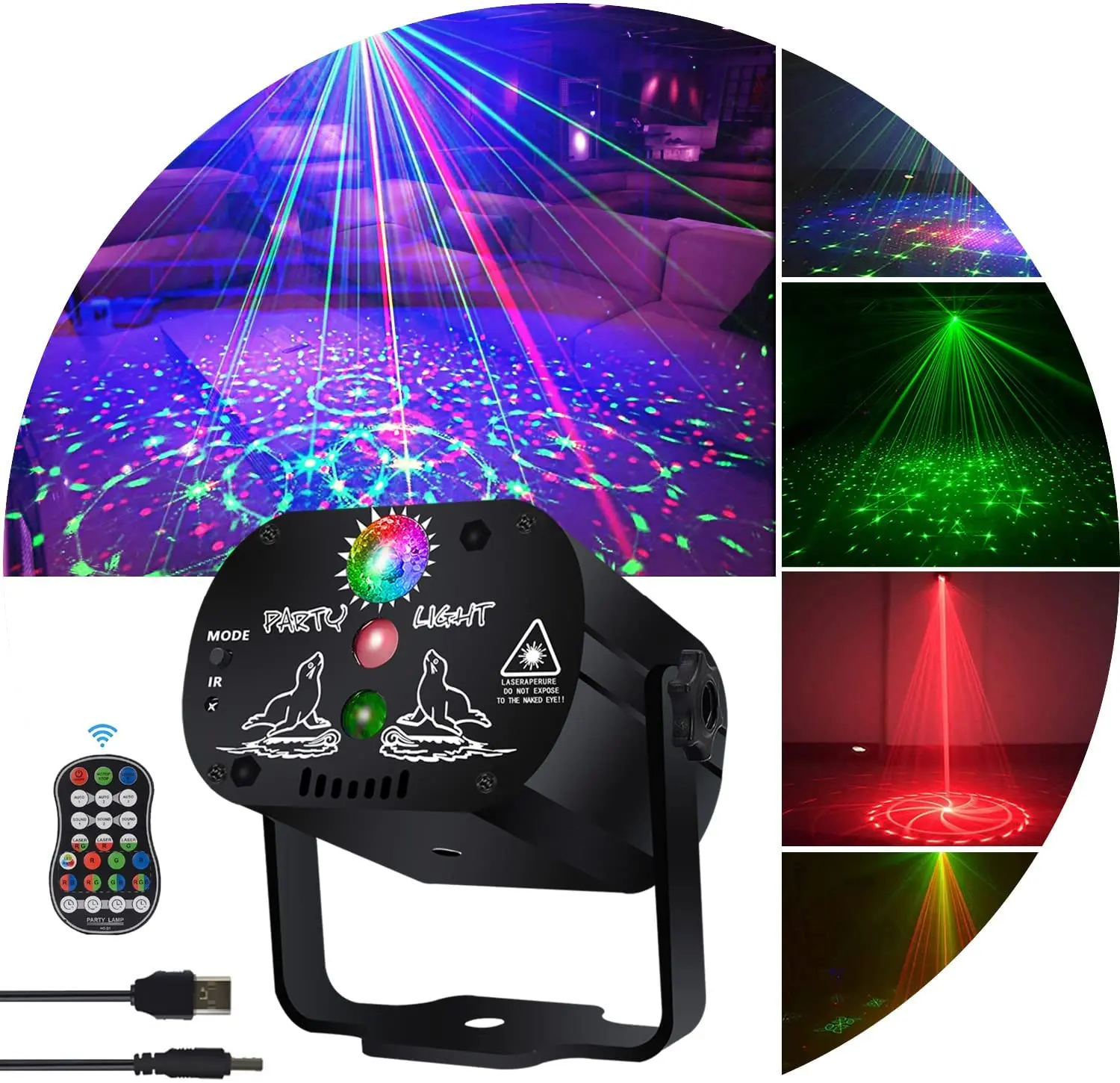 Mini RGB Laser Projector Light Party Club Lamp USB Rechargeable DJ LED Stage Disco Red Blue Green Wedding Birthday |