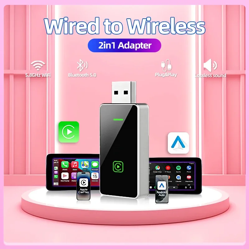 2 в 1 Mini Carplay Box Wireless &amp Android Auto AI проводной к беспроводному для BMW Auai MG Lada Dacia Opel Dodge Lexus