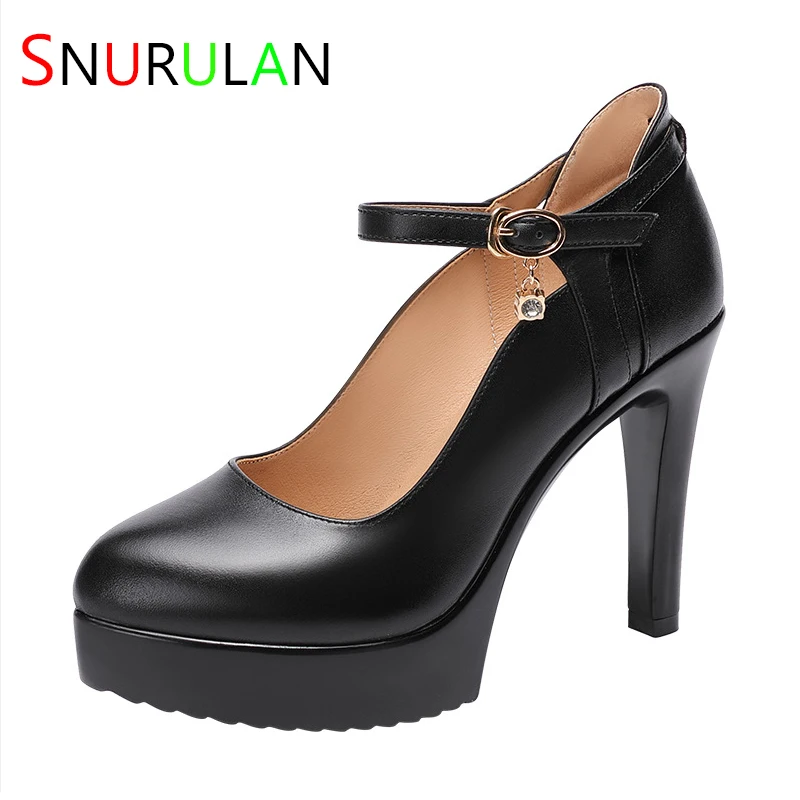

11cm Small Size 32-43 Sexy Thin High Heels Shoes Women's Pumps 2023 Shallow Fall Soft Leather Black Platform Shoes Dress Model