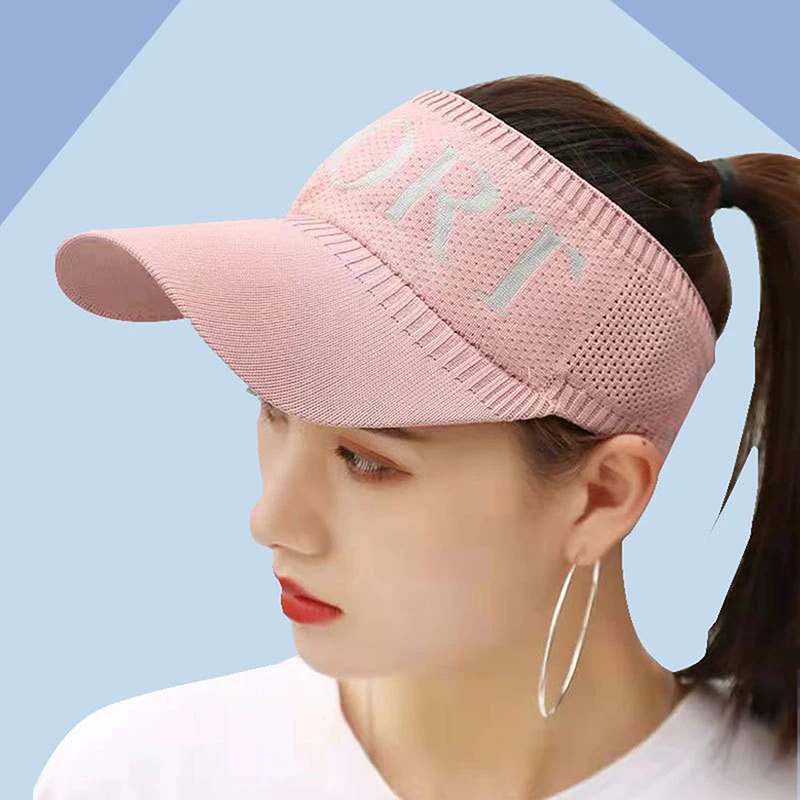 

Women Ladies Summer Empty Top Beach Cap Solid Color Knitted hat Large Wide Brim UV Protection Breathable Sun Visor Hat 2022 New
