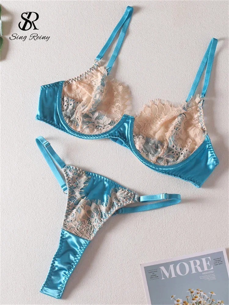 SINGREINY женское кружевное тонкое нижнее белье с вышивкой женские прозрачные