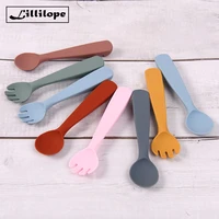 lillilopo 1 set food grade baby silicone feeding fork and spoon free shipping