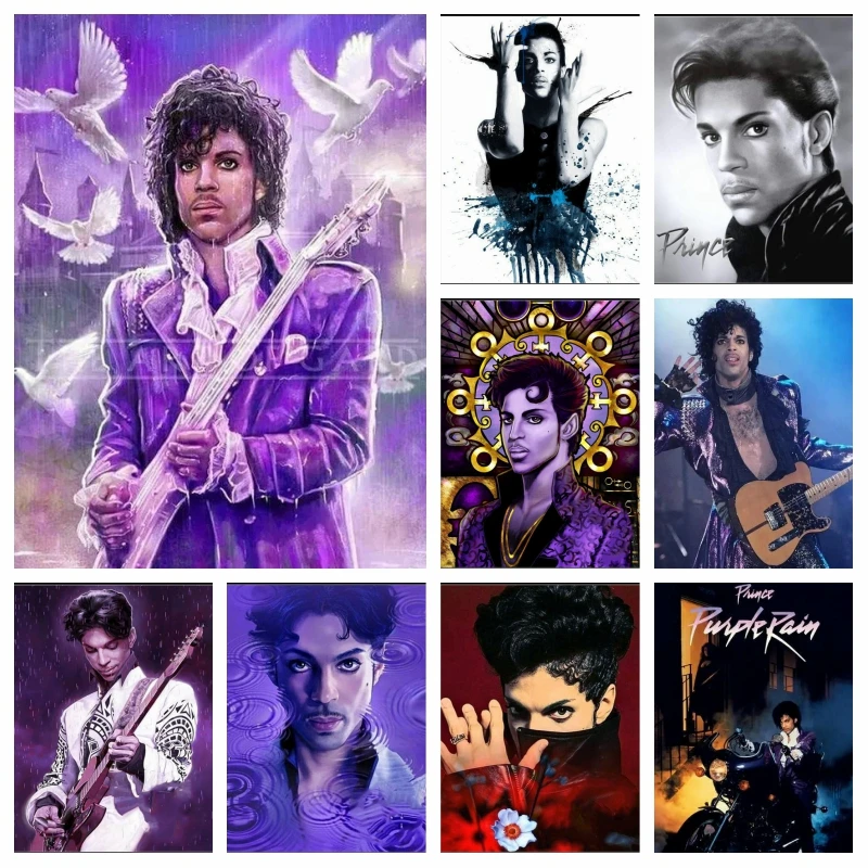 Prince Rogers Neslon  Diamond Painting Full Drills Purple Rain Rock Music Singer Embroidery Cross Stitch Handmde Home Deocor